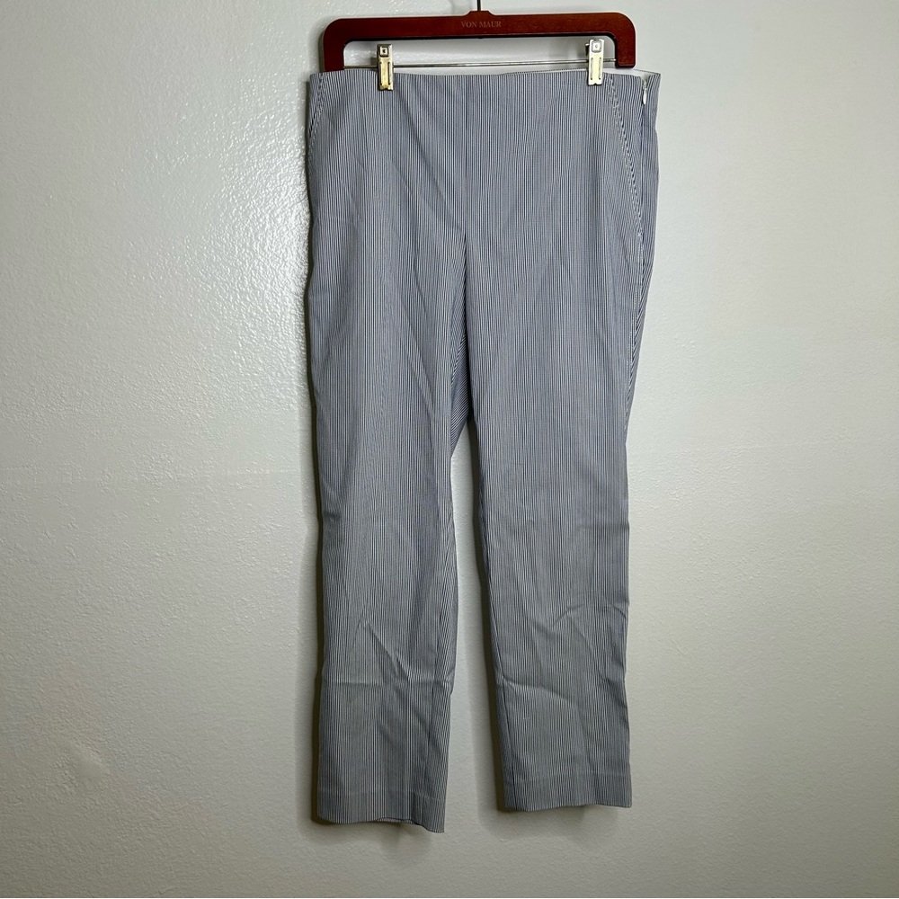 Theory Women's Light Blue Pinstripe Cropped Trousers - Picture 4 of 11